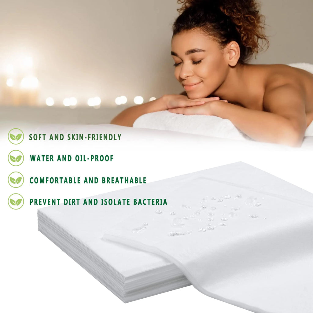 Disposable Bed Sheets 100 Pcs 31" x 71" Massage Table Sheets Non Woven Fabric SPA Bed Cover Breathable for Massage Beauty Tattoos（Black）
