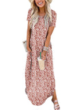 ANRABESS Womens Summer Maxi Dress Short Sleeve Casual Loose Long T Shirt Dresses Split Vacation Beach Sundress Travel Outfits