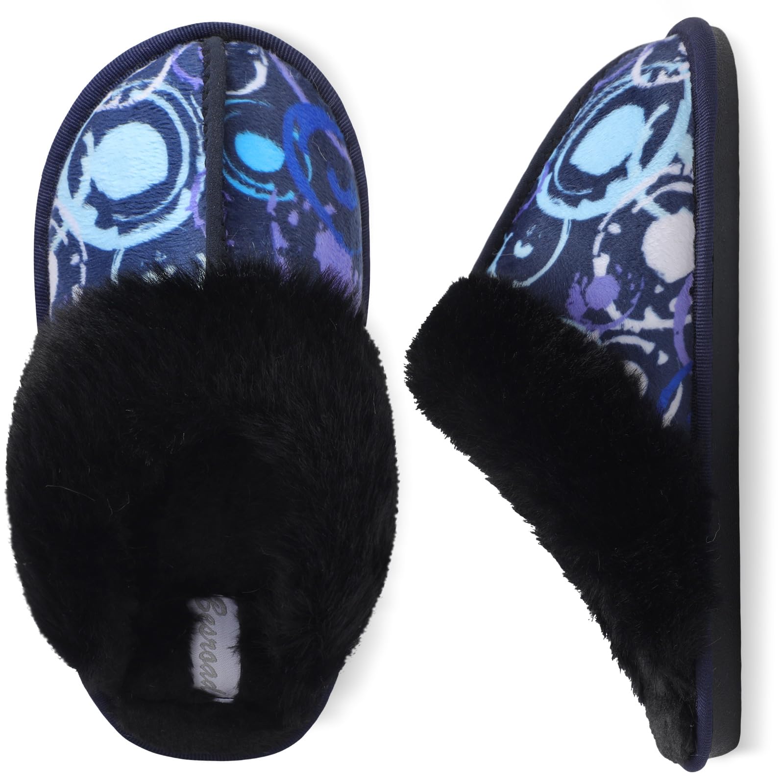 Besroad Winter Fuzzy House Slippers Sandals Plush Faux Fur Fluffy Flats Slippers Warm Slide Shoes for Women