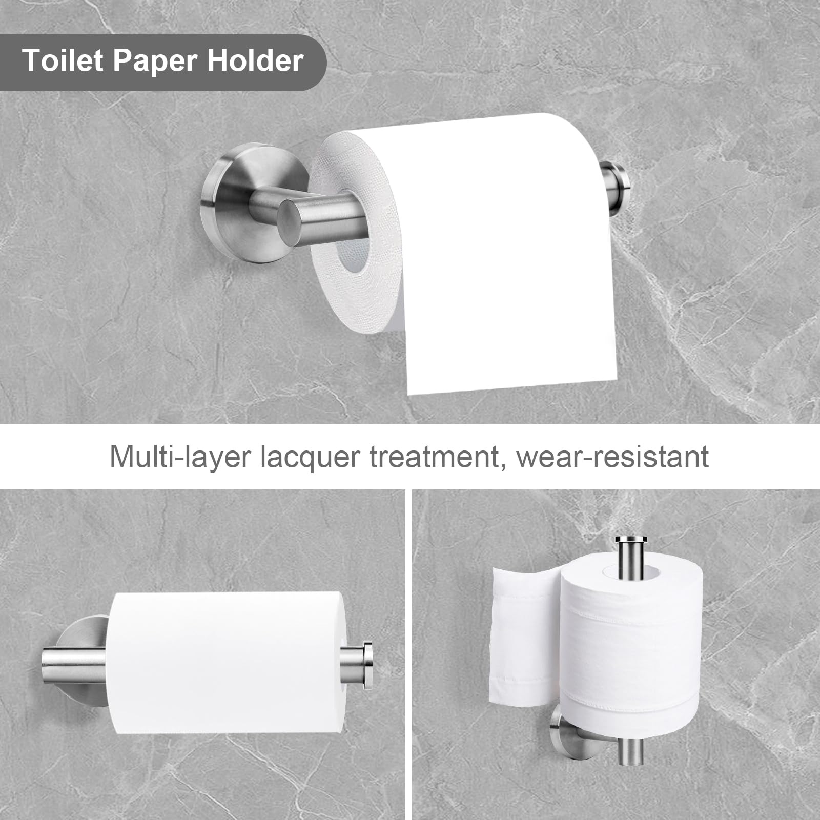 Brushed Gold Bathroom Hardware Accessories Set 5 Piece, Stainless Steel Bath Towel Bar Set 24 Inch,Toilet Paper Holder,Towel Ring Holder,Towel Rack Set,Gold Bathroom Accessories Kit