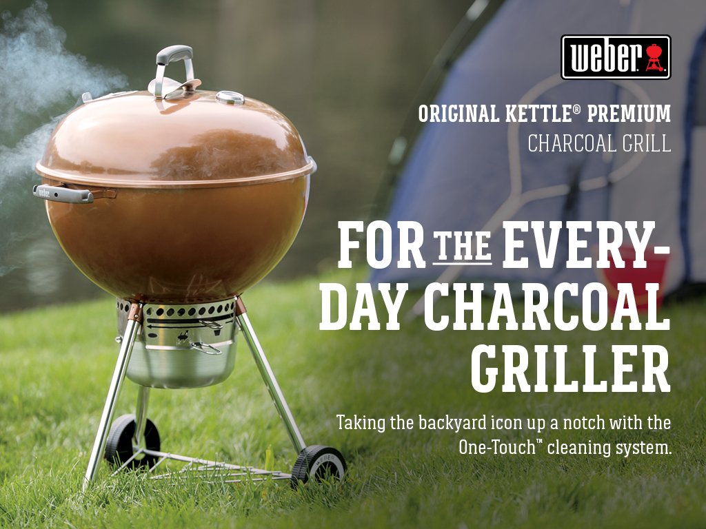 Weber Original Kettle Premium Charcoal Grill, 22-Inch, Black – Outdoor BBQ Grill with Built‑In Thermometer, Heat Control Dampers & One‑Touch™ Cleaning System