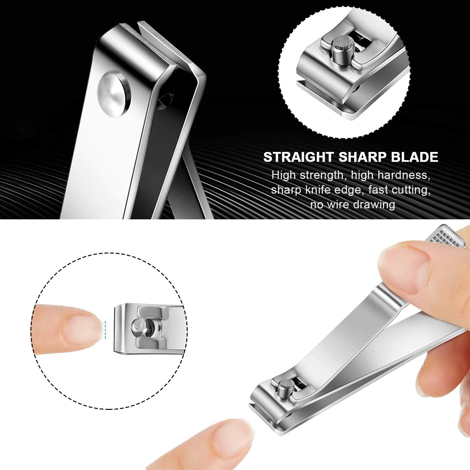 Mudder 6 Pcs Black Large Toenails Clippers Big Nail Clippers Straight Edge Toenails Cutters Stainless Steel Nails Trimmer Cutters for Men Women Thick Nails, Straight Sharp Blade and Anti-Slip Handle