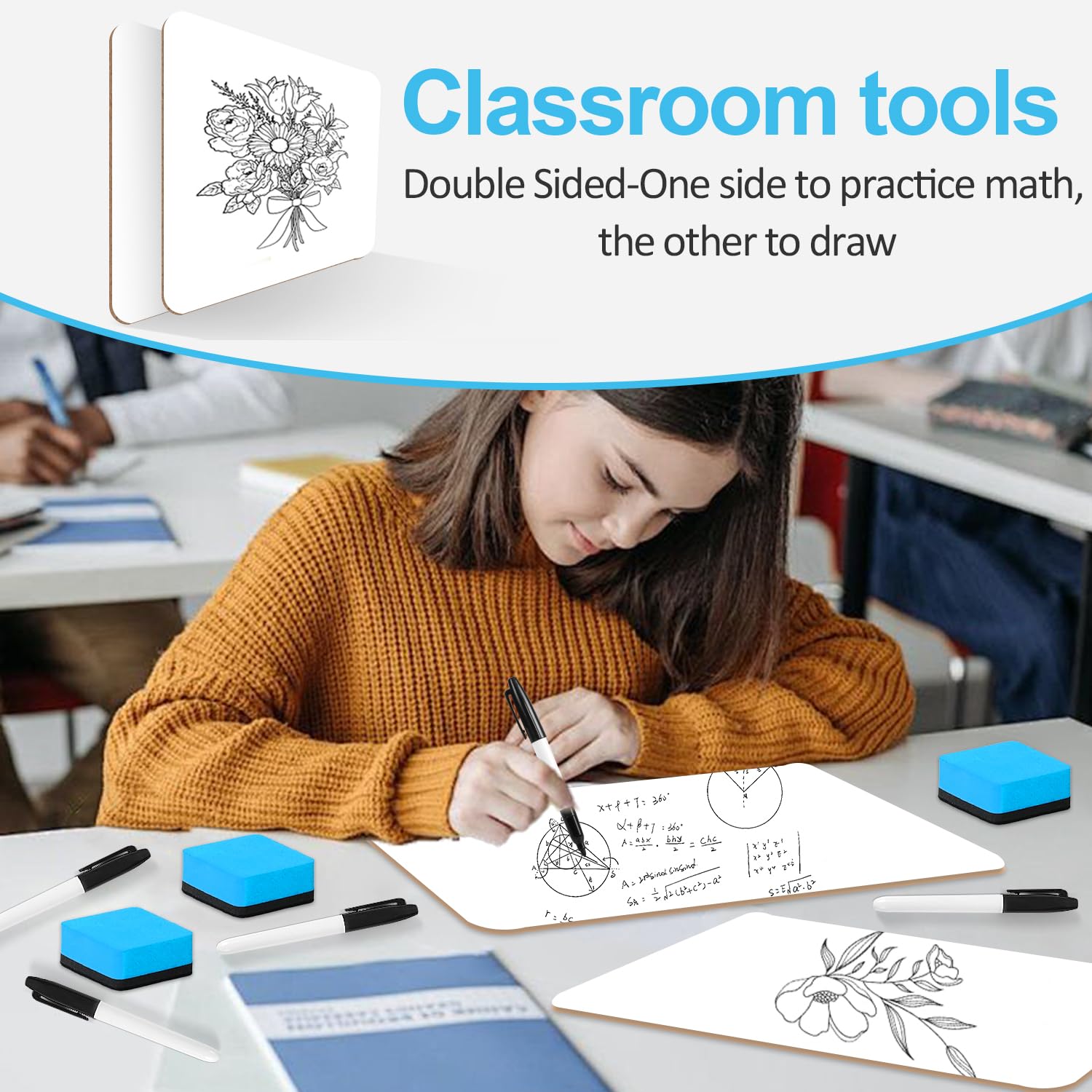 Dry Erase LapBoards, PANDRI 6 Pack Double Sided 12.5 x 9 Inch Whiteboards with 6 Erasers, Dry Erase Boards for Office Students Classroom Teacher Supplies