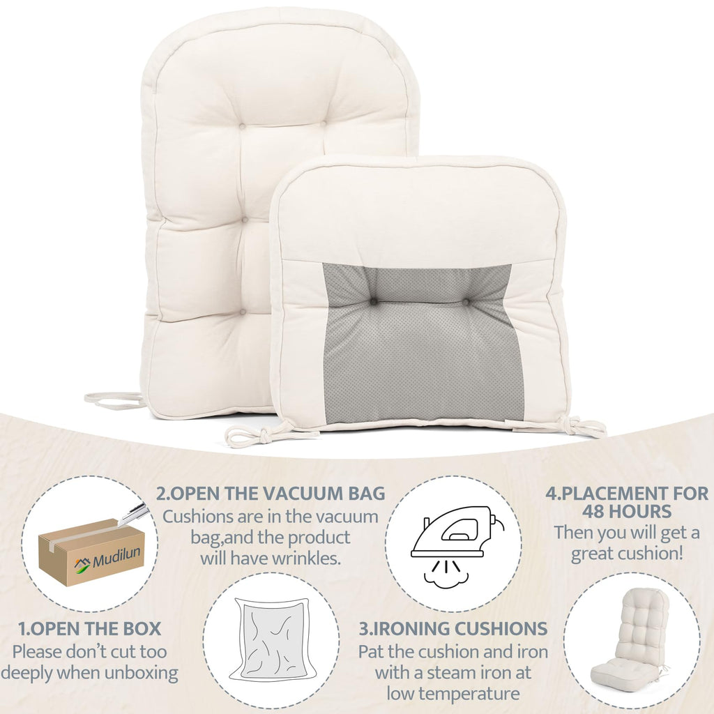 mudilun Rocking Chair Cushion - Non-Slip Tufted 4-Inch Thickened Rocking Chair Cushions with Ties Indoor/Outdoor Wooden Rocking Chair Pad for Living Rooms, Bedrooms, and Balconies