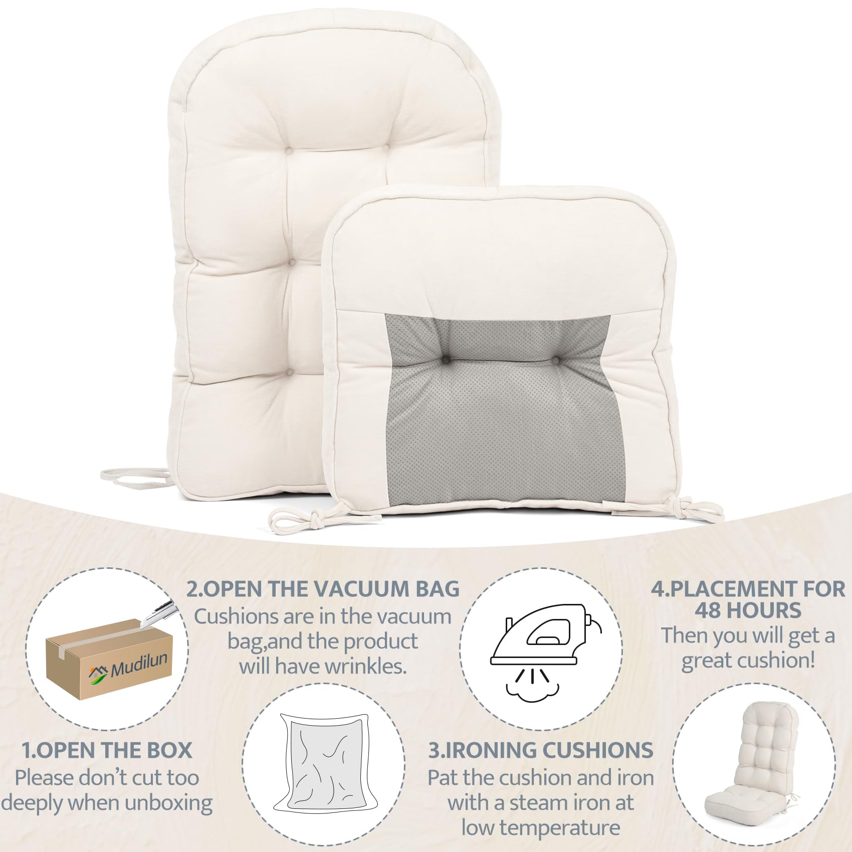 mudilun Rocking Chair Cushion - Non-Slip Tufted 4-Inch Thickened Rocking Chair Cushions with Ties Indoor/Outdoor Wooden Rocking Chair Pad for Living Rooms, Bedrooms, and Balconies