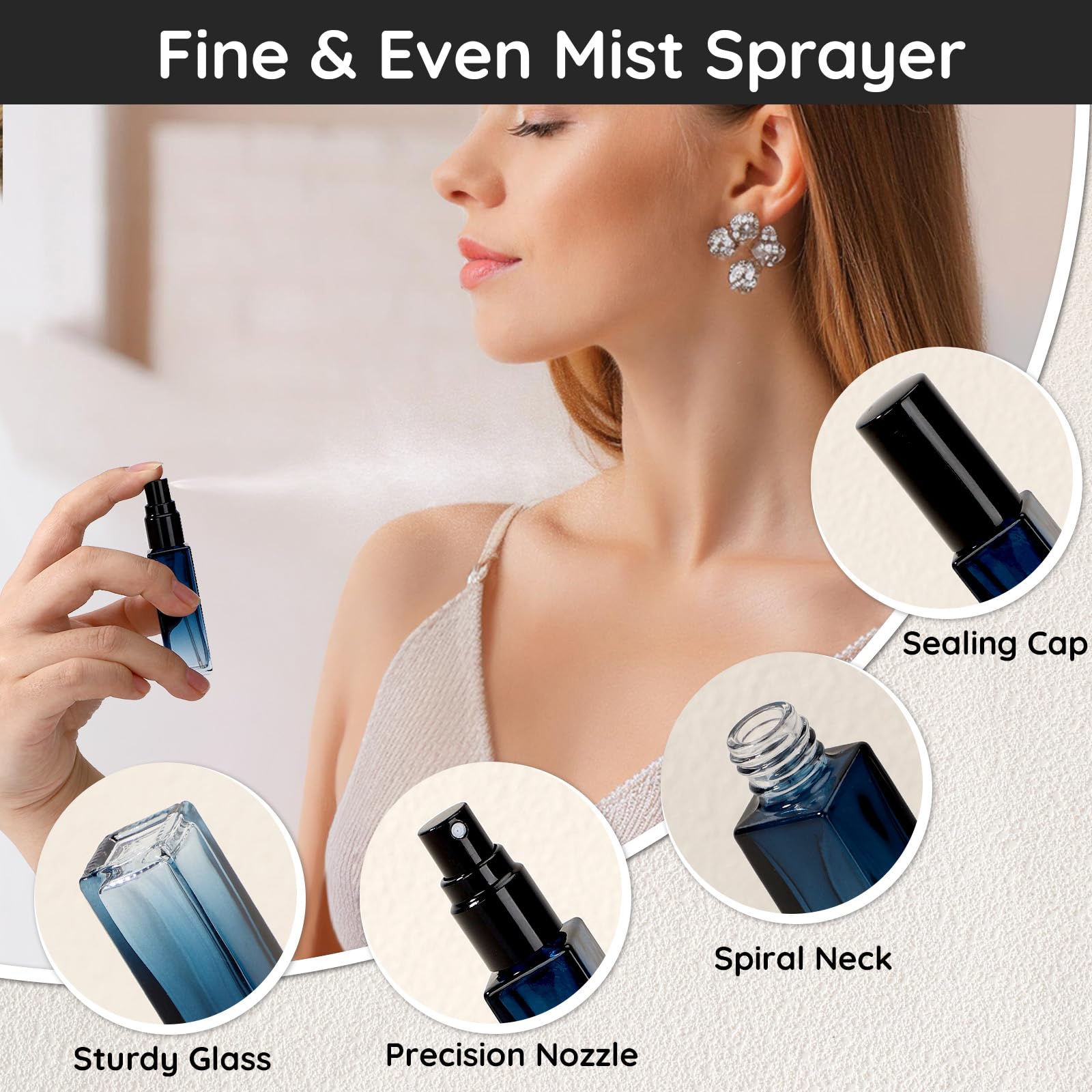 Segbeauty 0.34oz Mini Perfume Spray Bottles, 10Pack 10ml Glass Travel Perfume Atomizer Refillable, Small Empty Cologne Atomizer for Frangrance, Sample Cologne Bottles Sprayer with Refill Tool