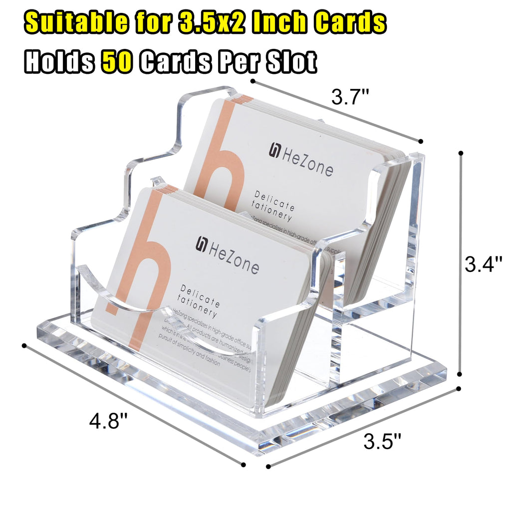 HeZone Business Card Holder for Desk Display, Clear Acrylic Cards Organizer Stand for Men and Women, Business Cards Case Rack 1 Pack, Holds 50 Cards-1 Slot