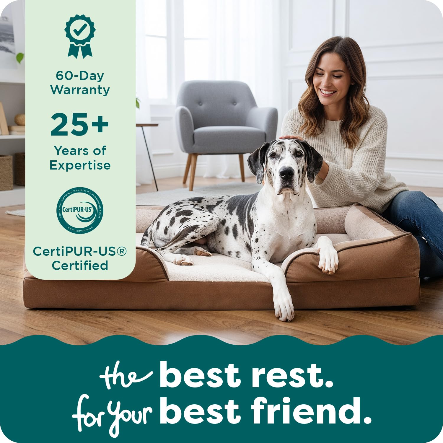 Furhaven Cooling Gel Dog Bed for Medium/Small Dogs w/ Removable Bolsters & Washable Cover, For Dogs Up to 35 lbs - Plush & Velvet Waves Perfect Comfort Sofa - Brownstone, Medium
