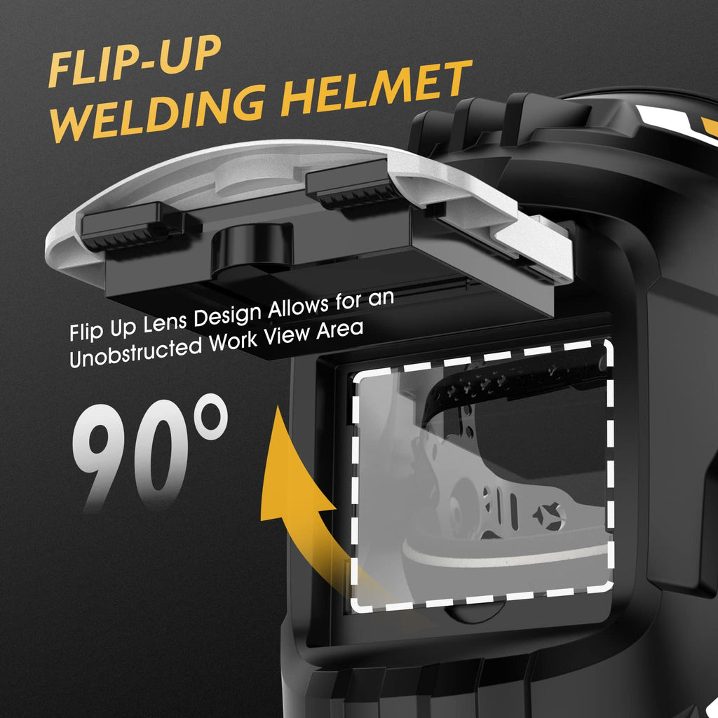 TOOLIOM Flip Up Welding Helmet 3.64 x 1.67 inch Auto Darkening Clamshell Welding Mask True Color Lift Front Welding Hood