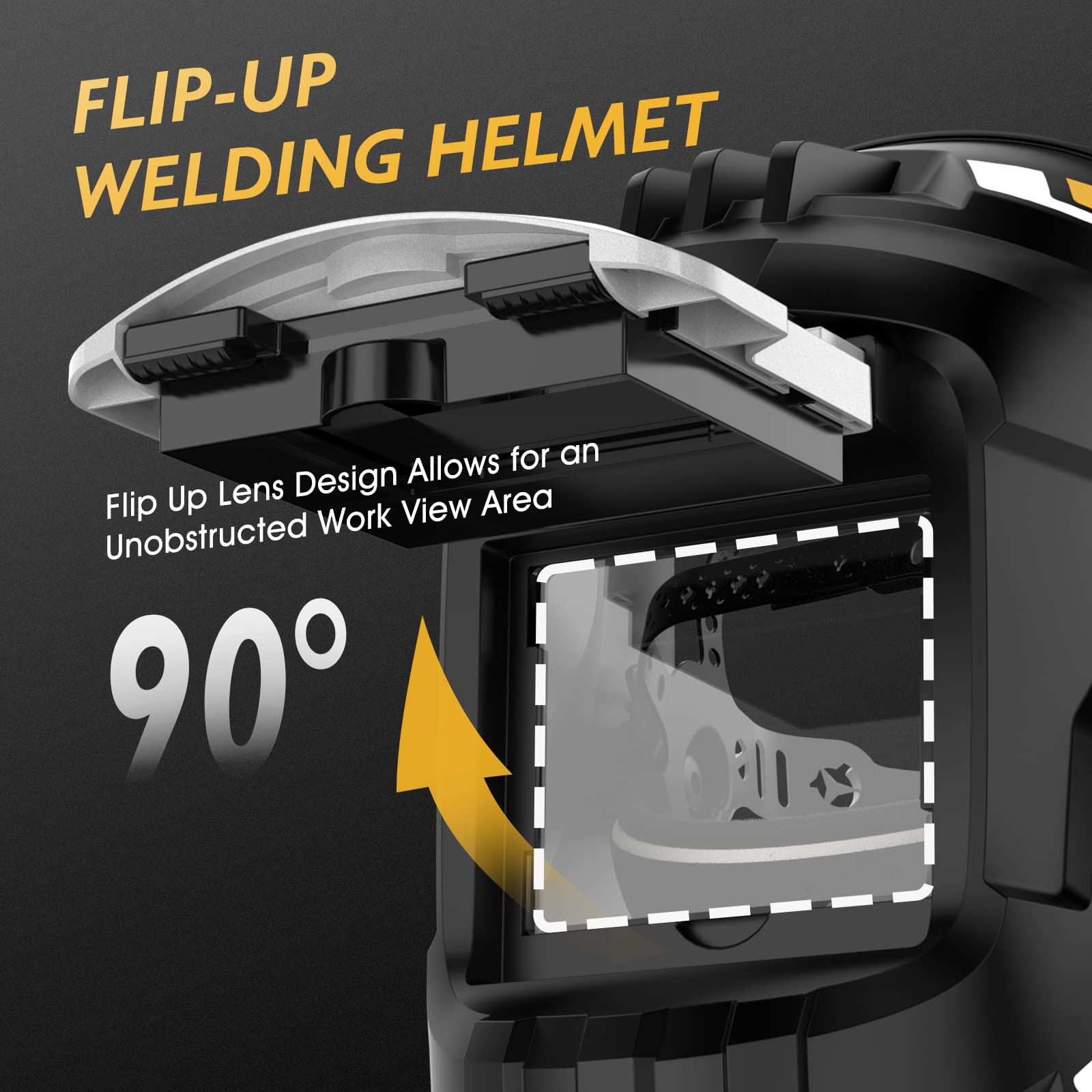 TOOLIOM Flip Up Welding Helmet 3.64 x 1.67 inch Auto Darkening Clamshell Welding Mask True Color Lift Front Welding Hood
