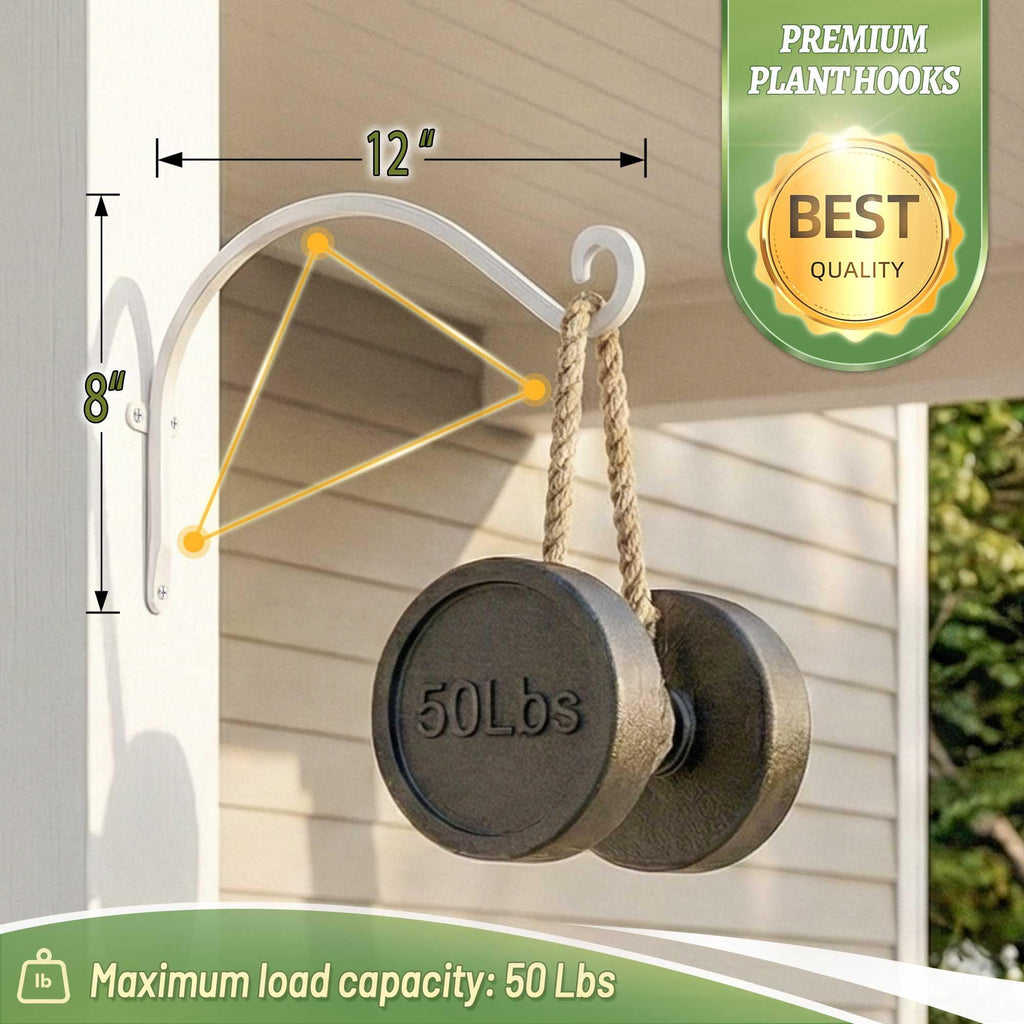 Qiang Ni Heavy-Duty Plant Hanger - 16 Inch 80lbs Metal Wall Mount Plant Bracket for Indoor Outdoor Hanging Bird Feeders, Flower Baskets, Lanterns