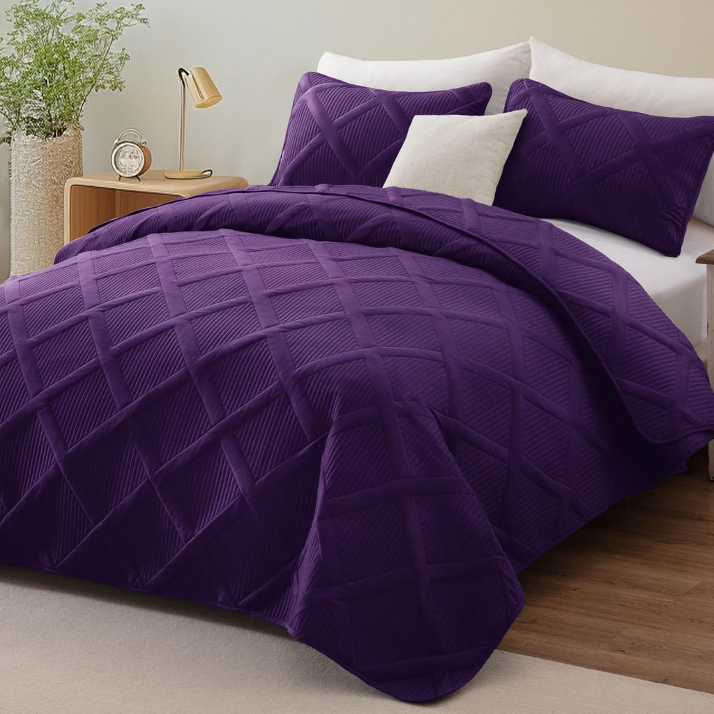 Exclusivo Mezcla Twin Size Quilt Set with Modern Striped Pattern, 2 Pieces Lightweight Black Quilts Bedding Set, Soft Bedspreads Coverlets for All Seasons