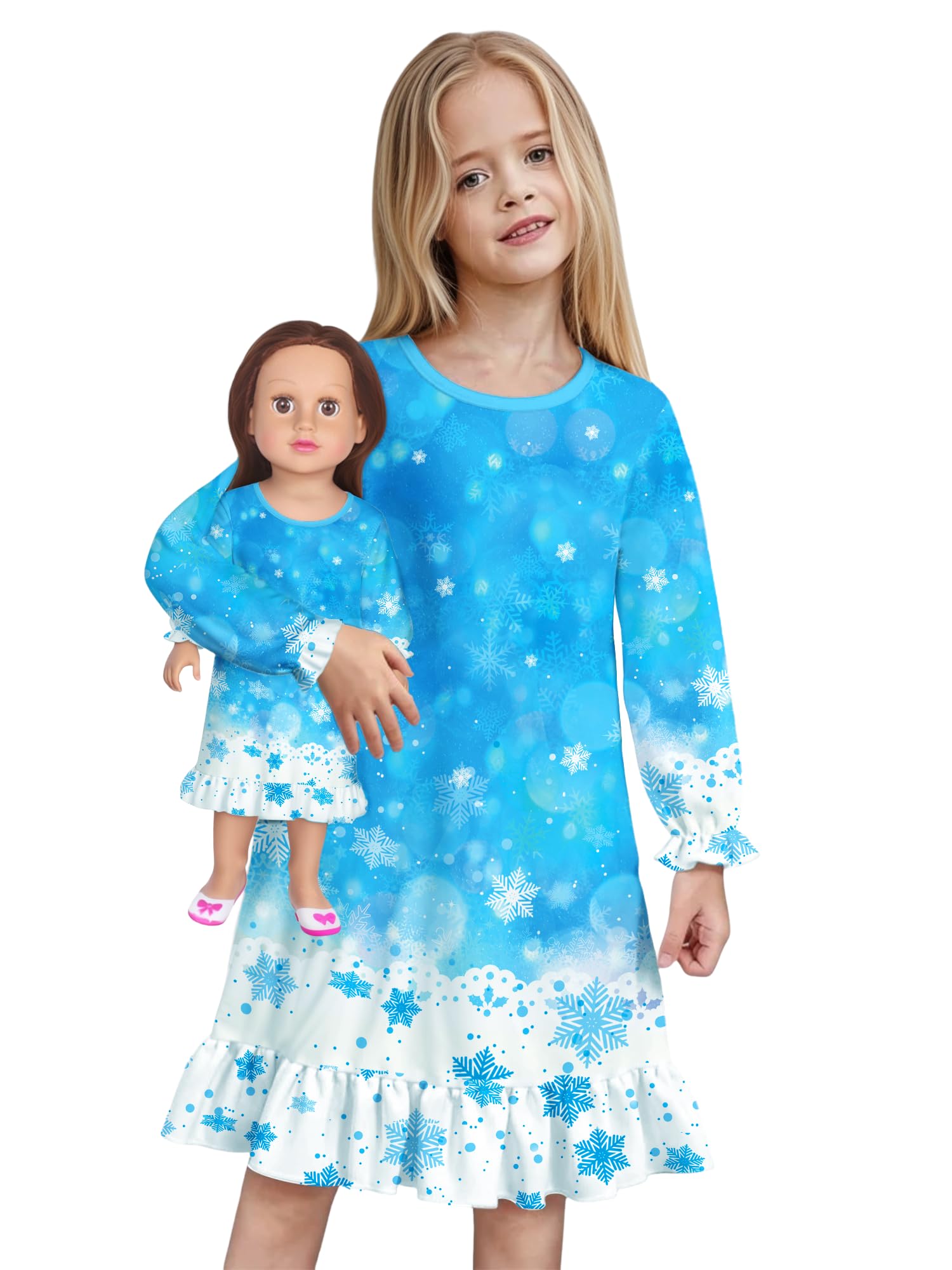 LQSZ Doll and Girl Matching Nightgown Outfit Pajamas Nightie Nightgown for Girls and Dolls Clothes