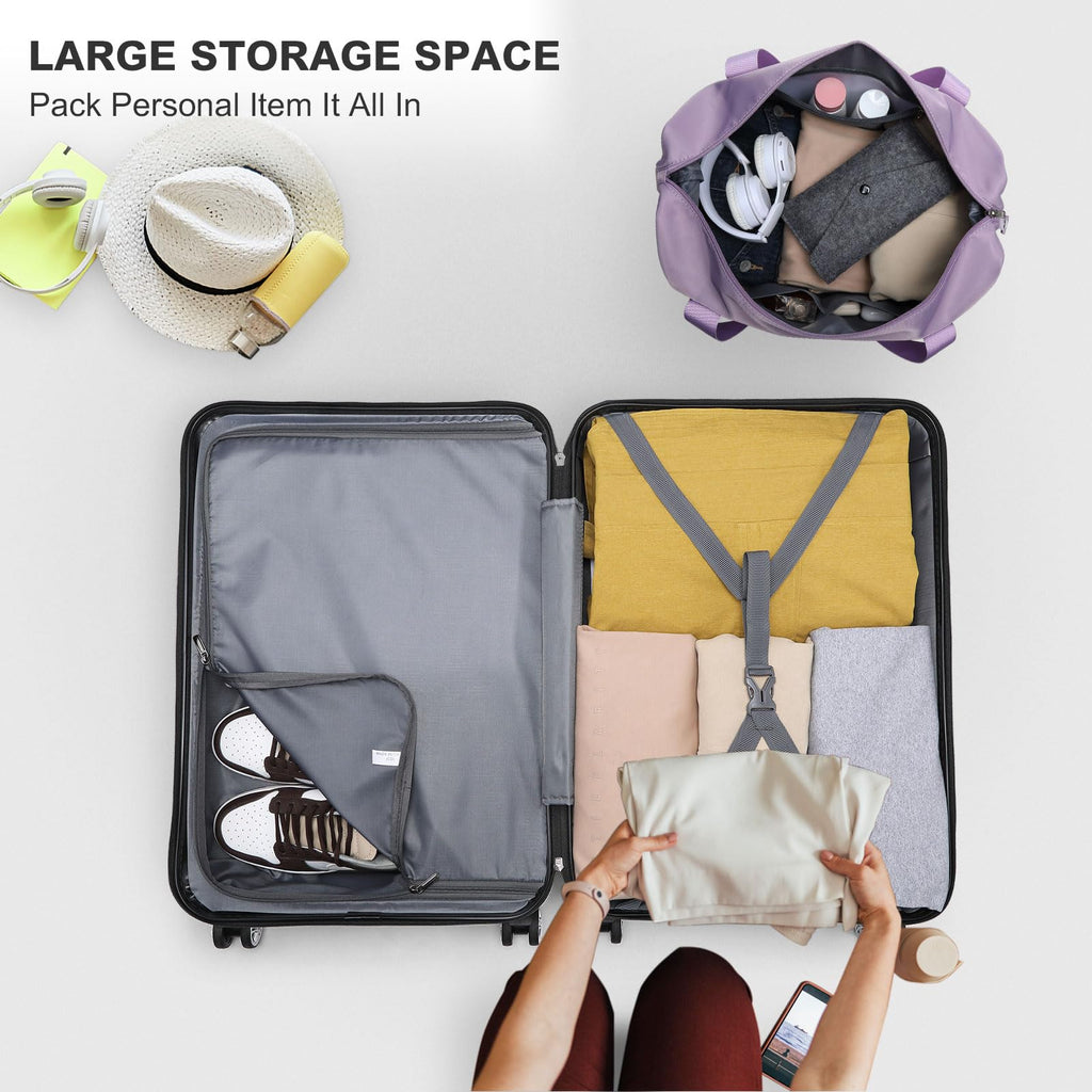 Kono Carry On Luggage Set Airline Approved Lightweight PC+ABS Carry On Suitcase with TSA Lock Spinner Wheels Durable Luggage Hardside Apricot Blue