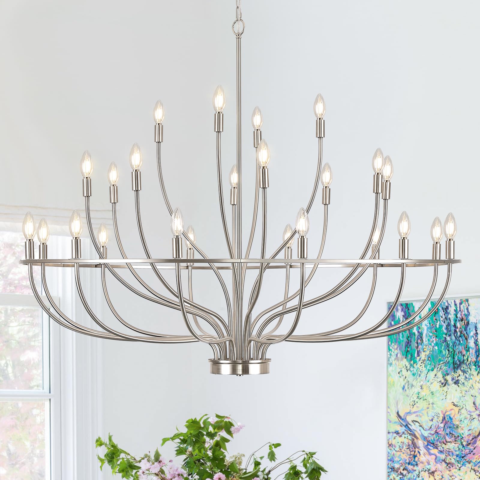 Black Chandelier 6-Light Dining Room Chandelier Kitchen Chandeliers Over Table Round Living Room Chandelier Light Fixture for Bedroom, Kitchen, Foyer