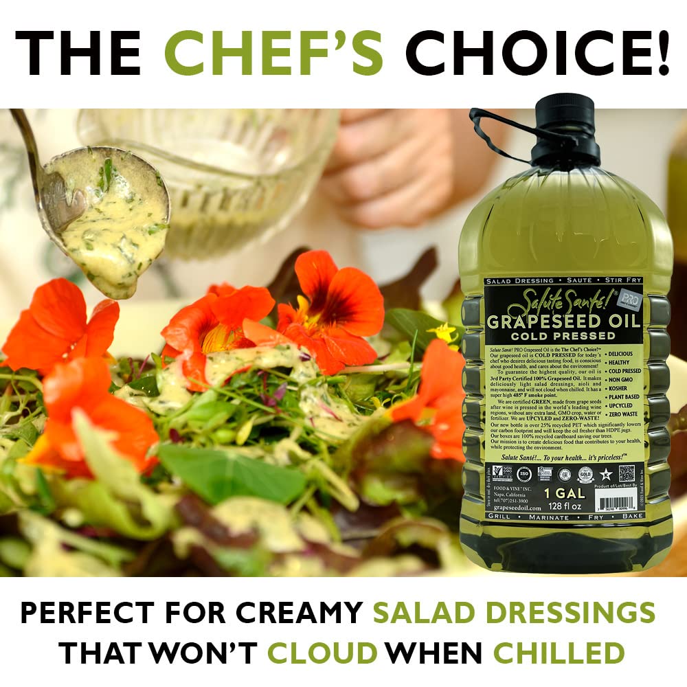 Salute Santé! Cold Pressed Grapeseed Oil – 500 ml 1-Pack — cooking oil, grapeseed oil — High Smoke Point, Neutral Flavor, Ideal for Frying, Baking & Salad Dressings Gourmet kitchen essential