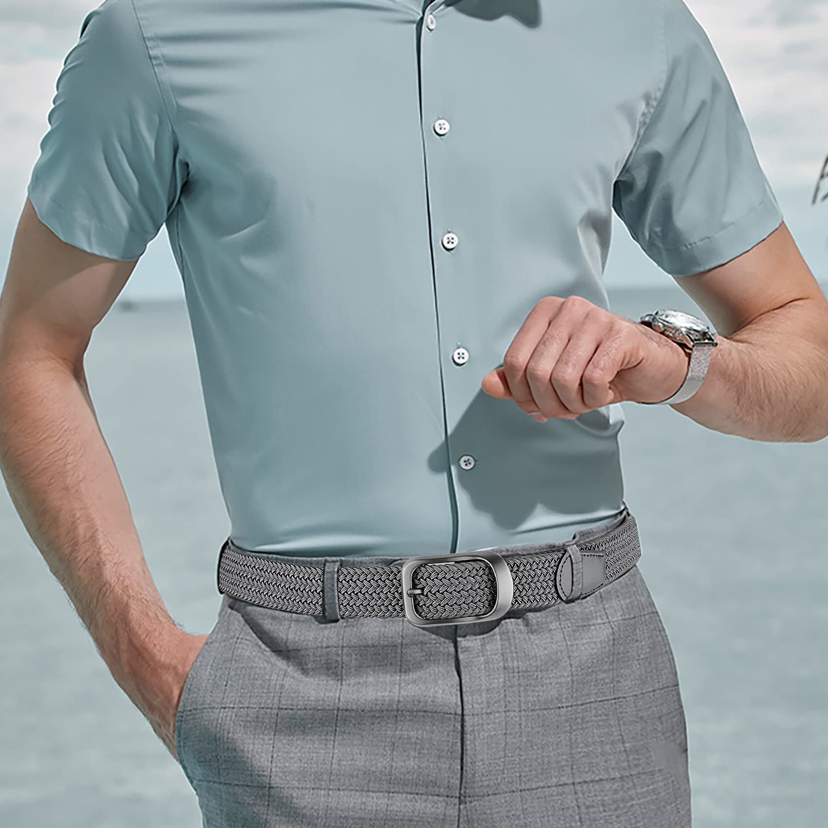 Plus Size 43'' to 75'' Mens Elastic Stretch Belts Big and Tall Belt