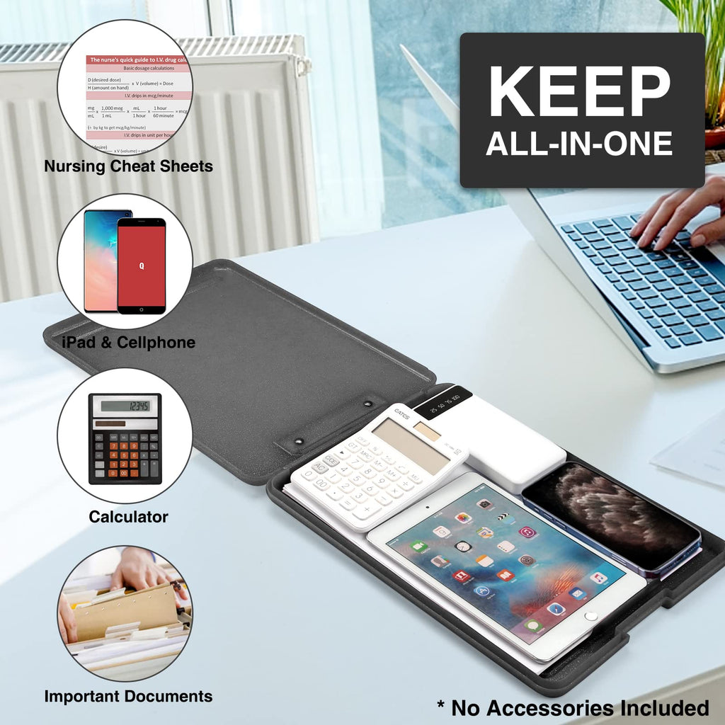 Sooez Clipboard with Storage, Plastic Storage Clipboards with Low Profile Clip, Nursing Clip Boards Foldable, Hanging Clipboard Case for Work, Teacher, Classroom Must Haves, Office School Supplies