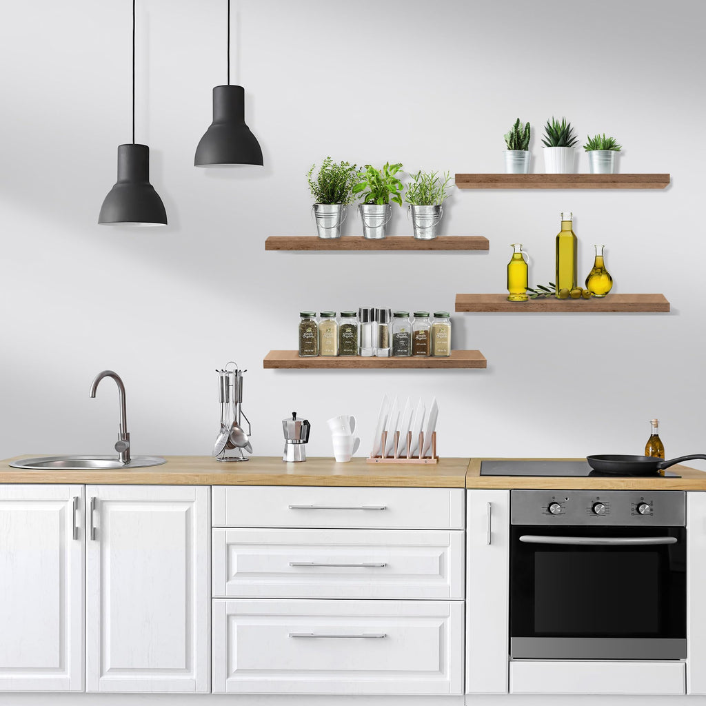 Sorbus Floating Shelves for Wall - 24" Bathroom Shelves, Wall Decor for Bedroom, Kitchen, Living Room, Home Decor & Book Storage - Mounted Floating Shelf with Invisible Brackets (Black, 2 Pack)