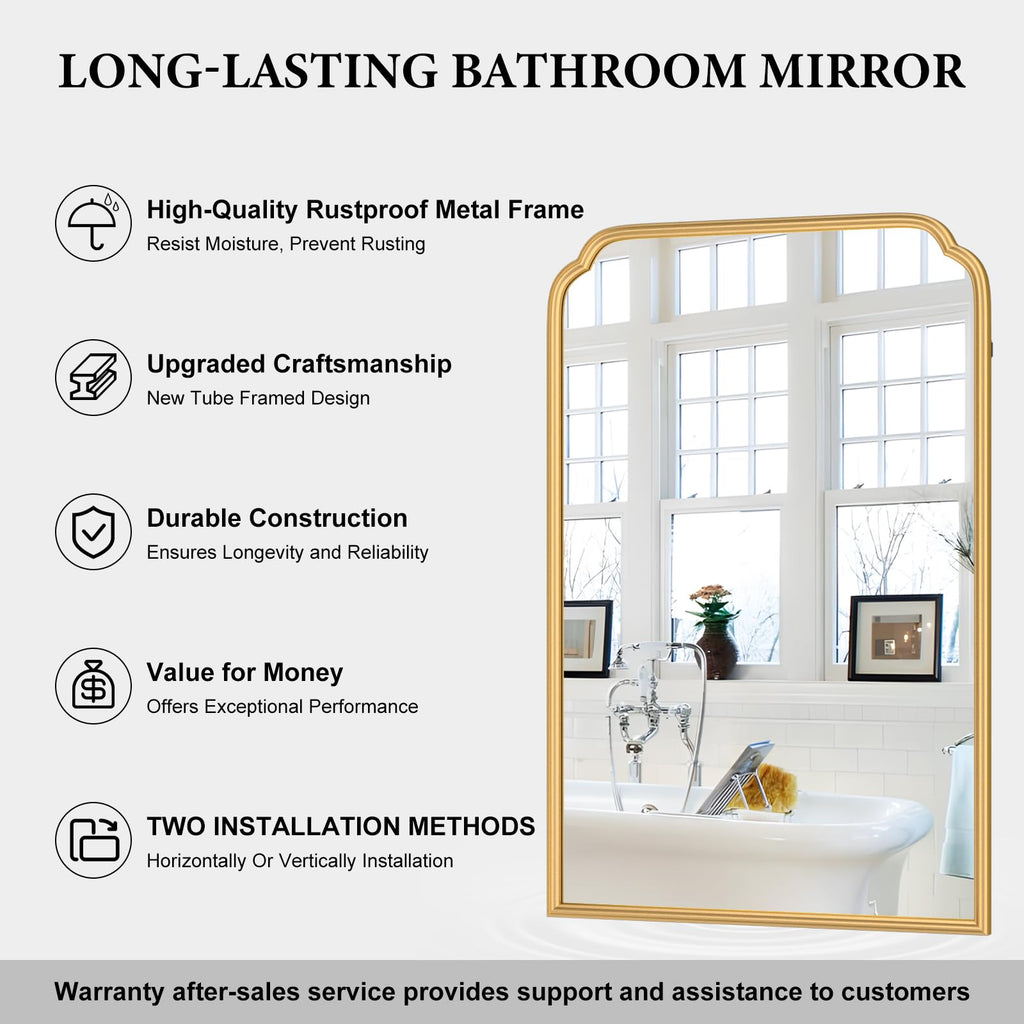 Ferytange 18X24 Inch Black Mirror for Wall with Metal Frame Rectangular Rounded Bathroom Vanity Mirror Anti-Rust, Hangs (Black 18" x 24")