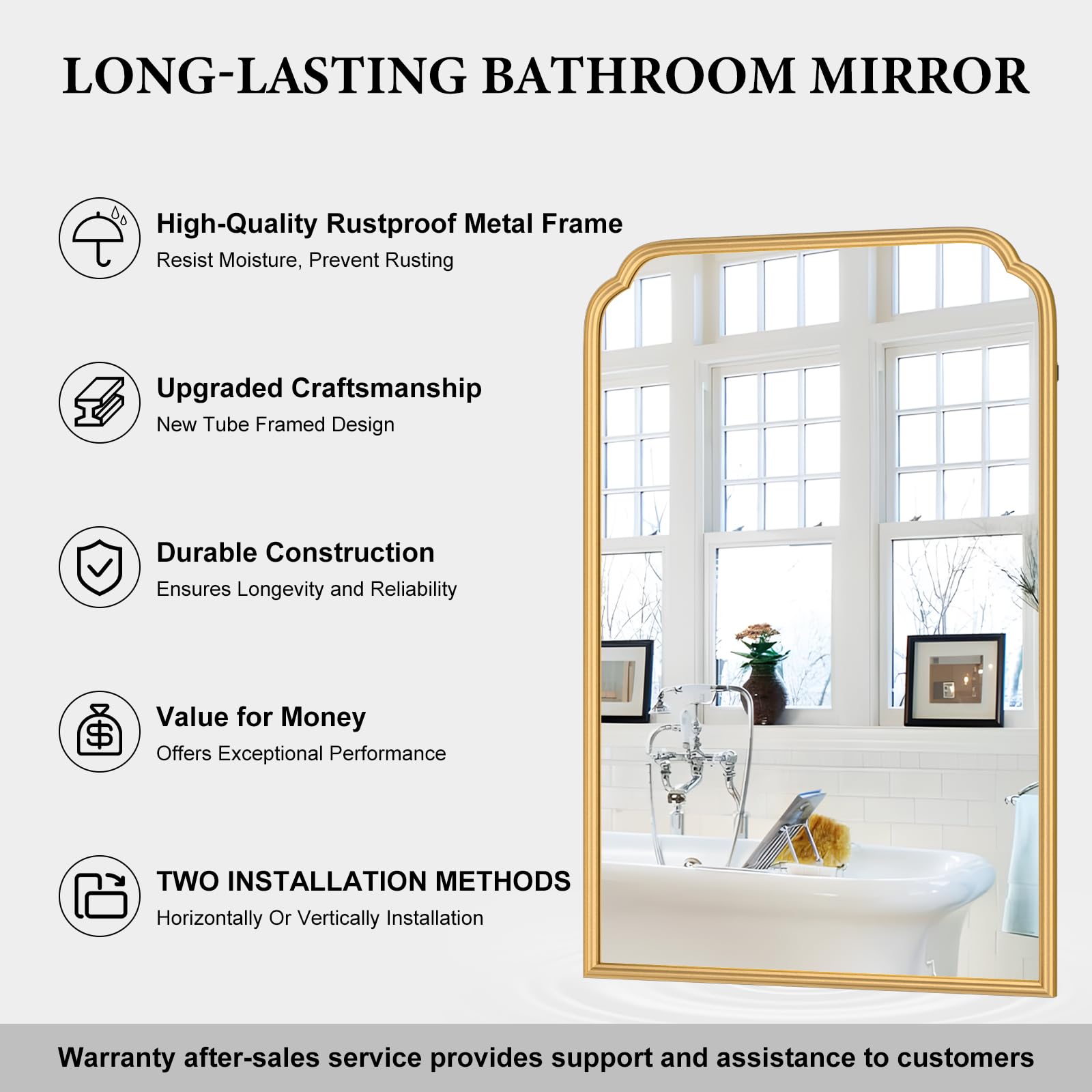 Ferytange 18X24 Inch Black Mirror for Wall with Metal Frame Rectangular Rounded Bathroom Vanity Mirror Anti-Rust, Hangs (Black 18" x 24")