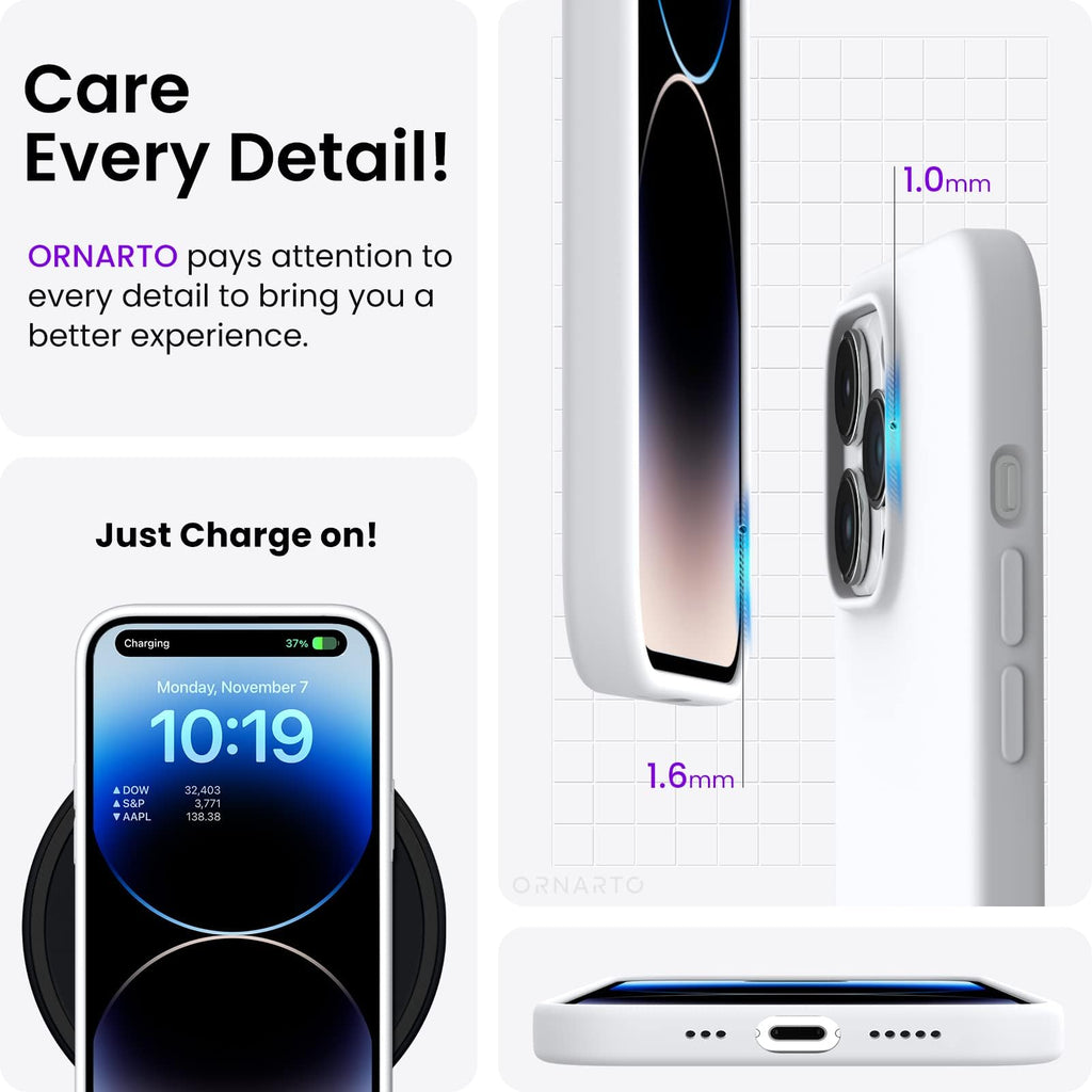 ORNARTO Compatible with iPhone 14 Pro Case 6.1, Slim Liquid Silicone 3 Layers Full Covered Soft Gel Rubber Phone Case Protective Cover with Microfiber Lining 6.1 inch-Baby Blue