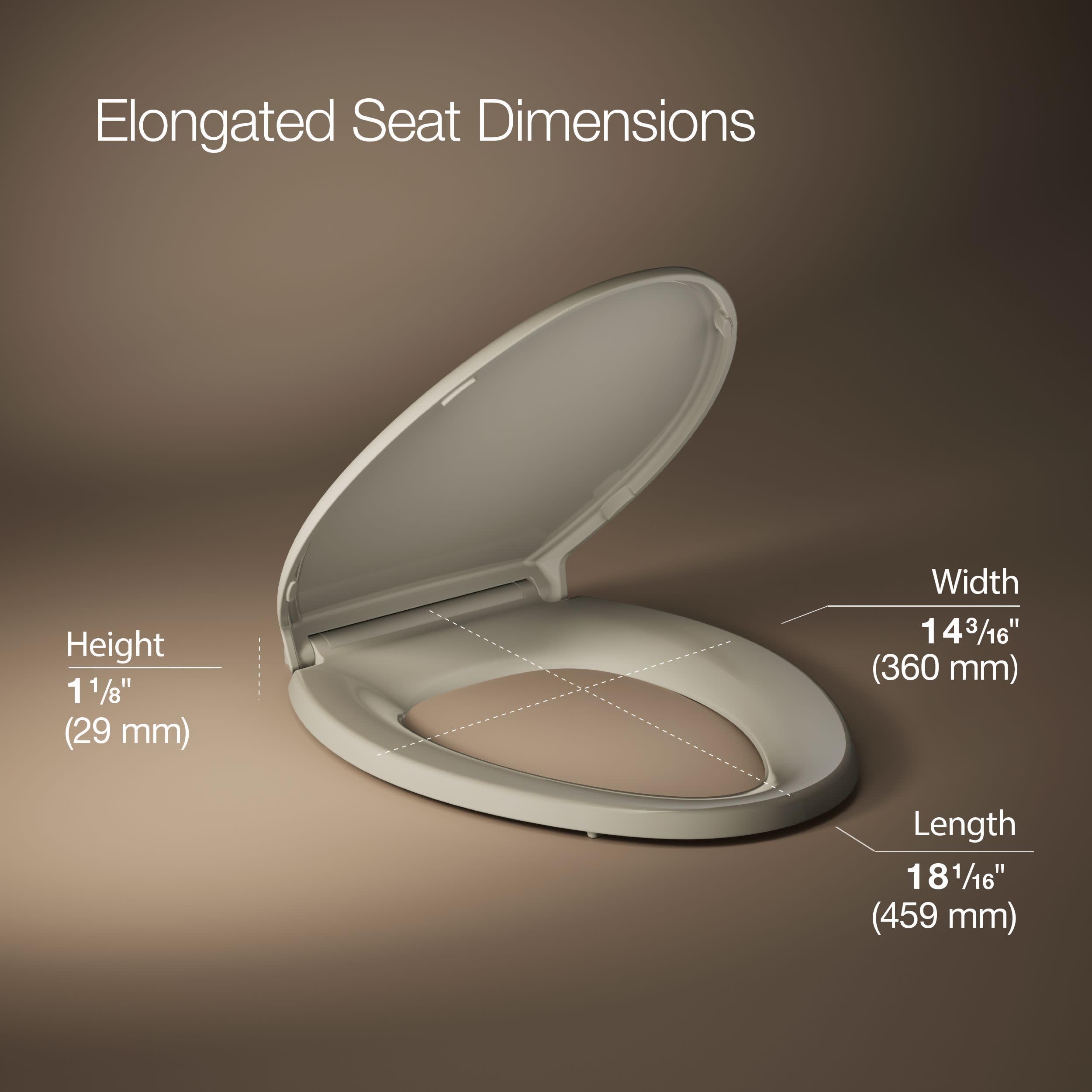 KOHLER 4733-RL-17 Glenbury ReadyLatch Quiet Close Elongated Toilet Seat, Soft Close Toilet Seats, Teal