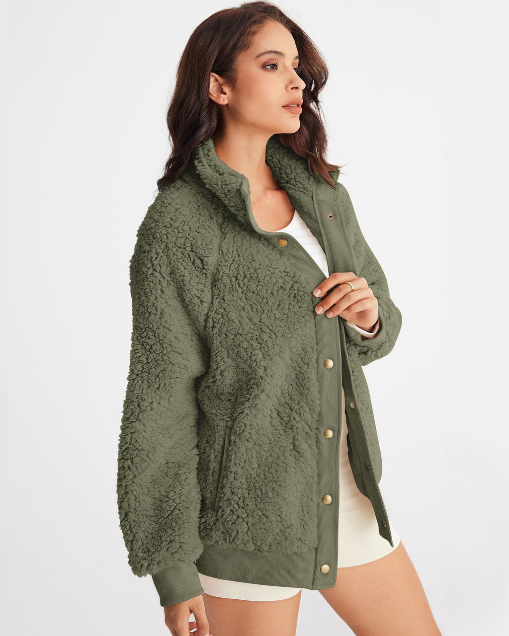 MEROKEETY Womens Sherpa Fleece Jacket 2026 Fall Casual Fuzzy Winter Coats