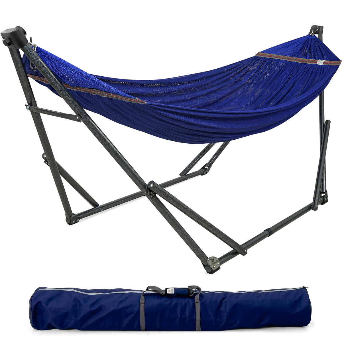 Tranquillo Unity Adjustable Hammock Stand, Hammocks Stands for The Garden, 800 lbs Capacity Steel Double Hammock Stand for 2 Persons, Premium Pre-Assembled Stand (Steel, Aegean)