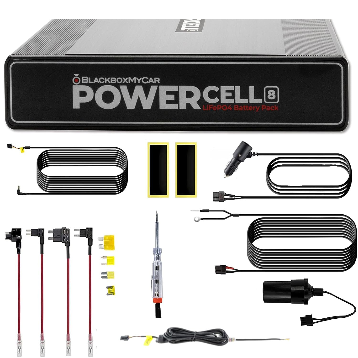 BlackboxMyCar PowerCell 8 Dash Cam Battery Pack (with Spliced Hardwiring Kit for Thinkware Dash Cams)