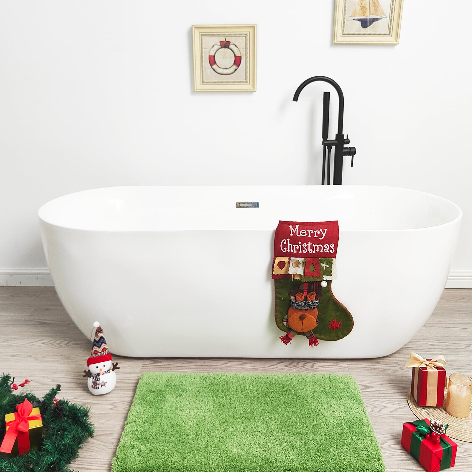 CozeCube Circle Fleece Bath mats for Bathroom, Fluffy Absorbent, Melange Quick Dry Microfiber Bath Rugs, Non Slip Washable Shower Mat Gifts, Brown, 24" X 16"