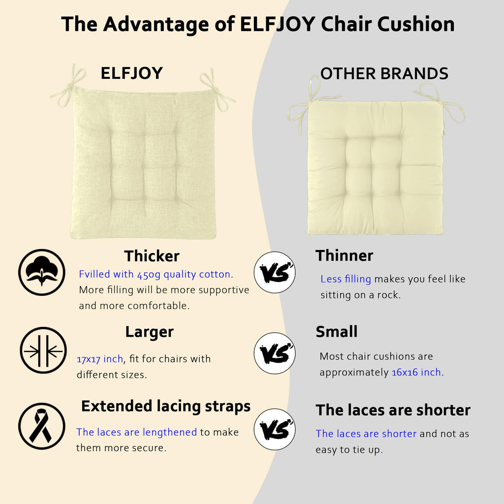 ELFJOY Rocking Chair Cushion Large Rocking Chair Pads with Ties Premium Tufted High Back and Seat Cushion 2 Piece Set Black