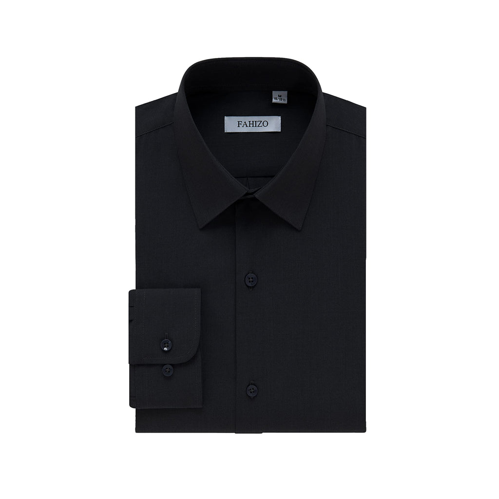 FAHIZO Men's Dress Shirt Casual Regular Fit Stretch Solid Long Sleeve Button Up Shirts