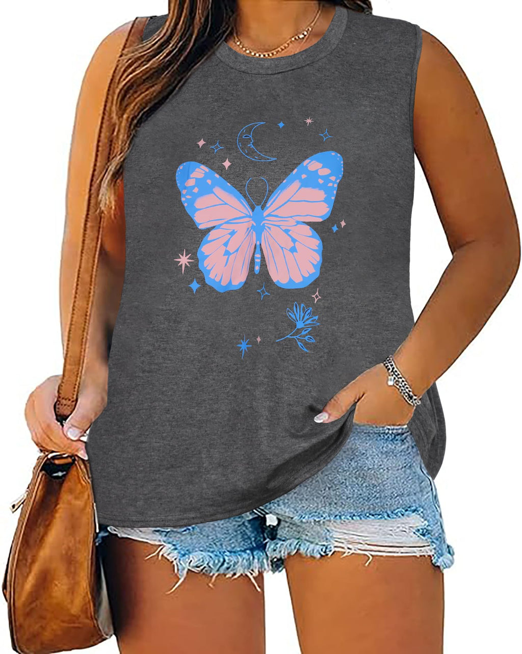 Plus Size Tops for Women Sleeveless Summer Tank Top Loose Fit Casual Tunics Shirts 2026
