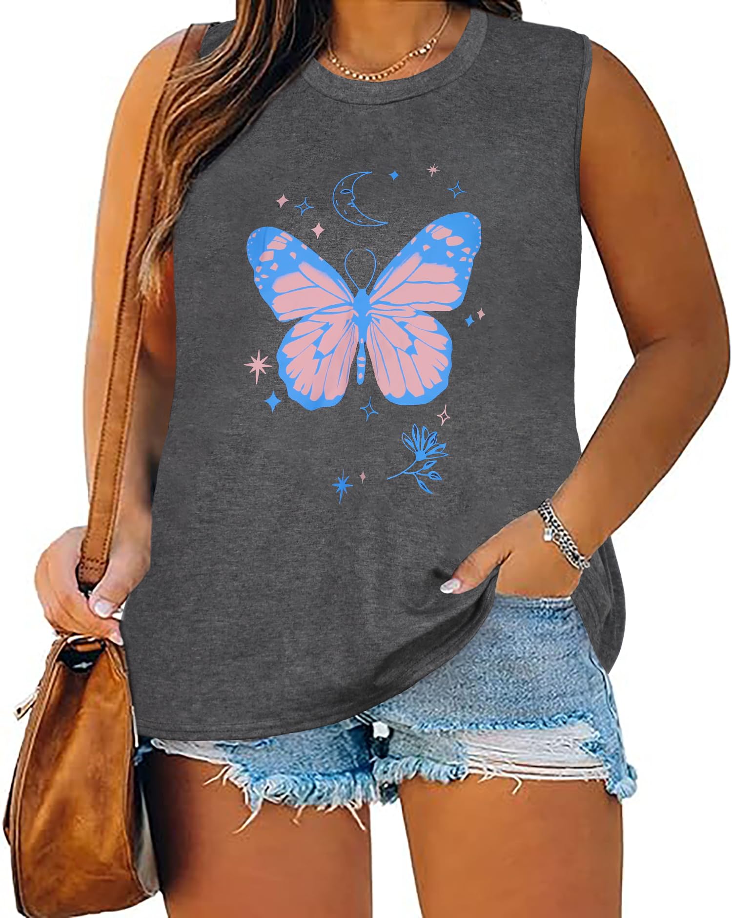 Plus Size Tops for Women Sleeveless Summer Tank Top Loose Fit Casual Tunics Shirts 2026