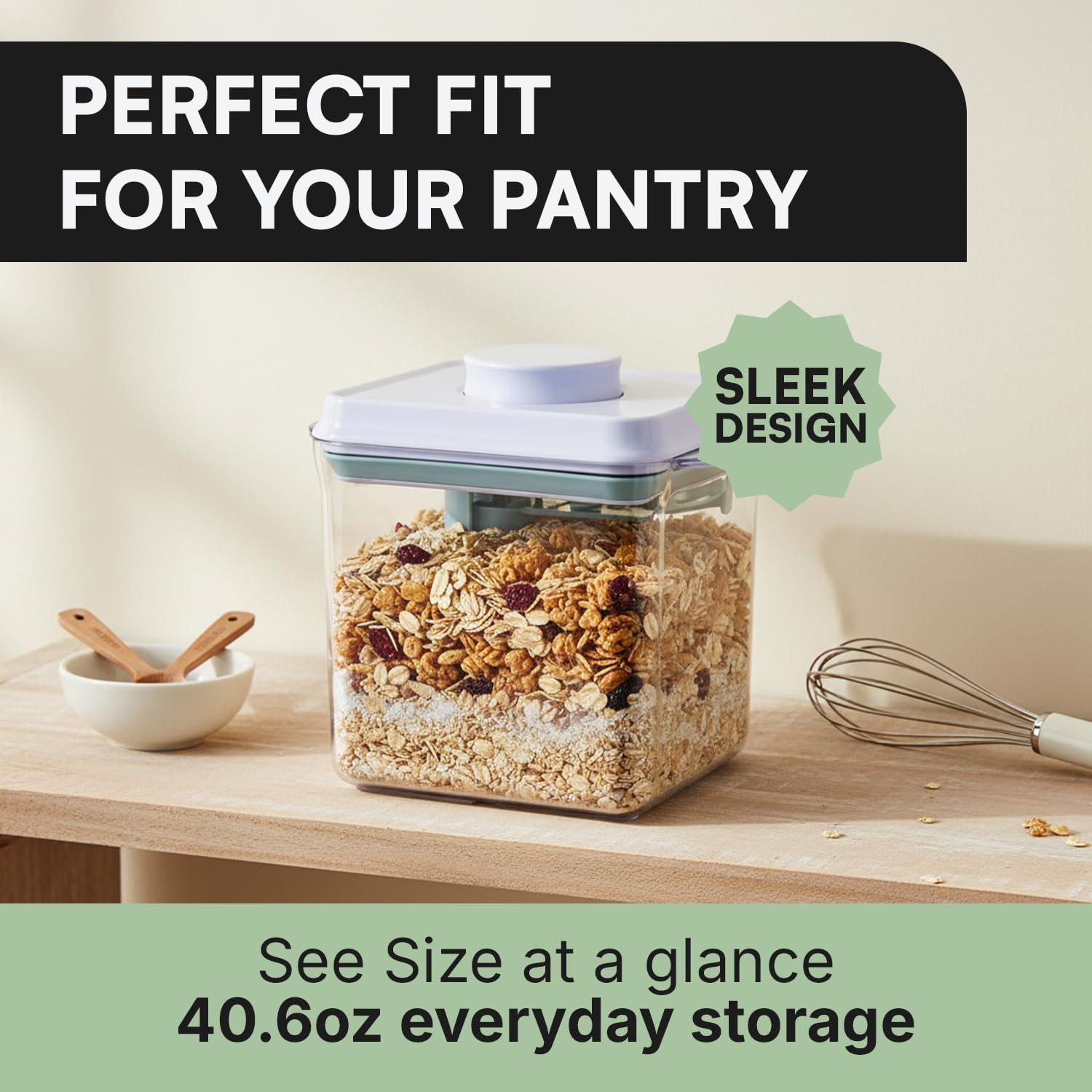 Bop Top Airtight Food Storage Containers with Lid 13.5 Cups / 108 oz | Kitchen Canister Sets | Air Tight Pantry Container | Pop Top Dry Food Storage Containers for Snacks, Sugar, Flour, Baking, Pasta
