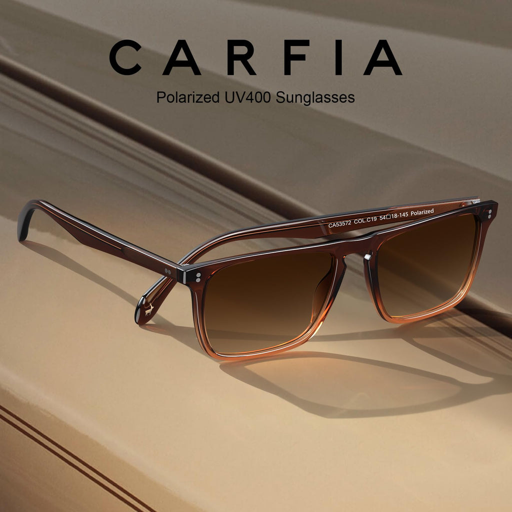 CARFIA Retro Polarized Sunglasses for Men UV Protection Hand-crafted Acetate Frame Fashion Cool Sun Glasses CA53572