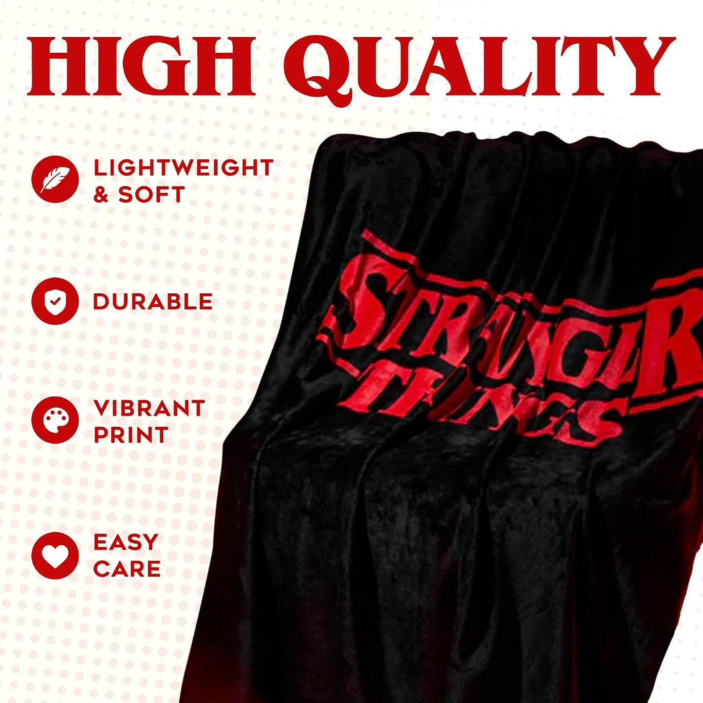 Stranger Things Blanket Throw Bedroom Accessories Fleece Blanket, Hellfire Club Soft Warm Winter Bed Throw 59.06 x 51.18 in Official Merch (Red)