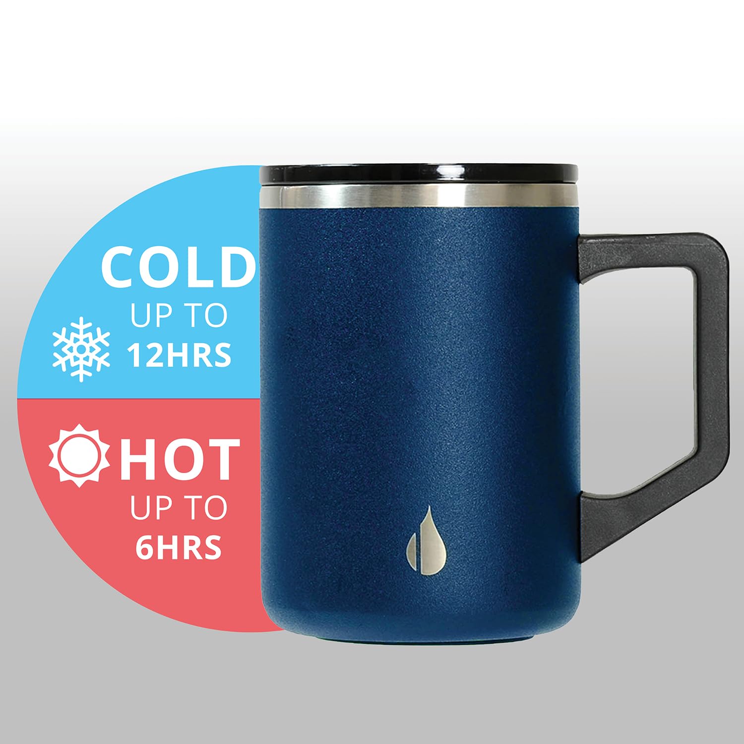 Elemental Insulated Coffee Mug - Triple-Wall Stainless Steel Summit Travel Cup for Hot and Cold Drinks - Thermal Coffee Mug with Lid and Handle for Camping, Office & Travel 12oz - Black