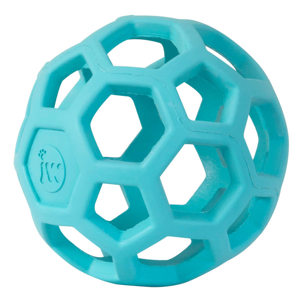 JW Pet HOL-ee Roller™, Dog Toy Puzzle Ball, Natural Rubber, Small (3 Inch Diameter), Blue