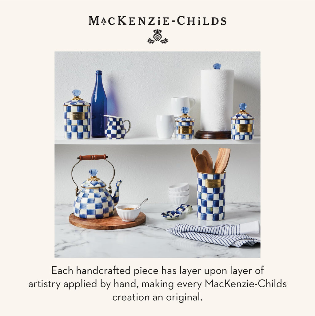 MACKENZIE-CHILDS Enamel Utensil Holder, Stylish Kitchen Countertop Organizer, Wild Rose Brown