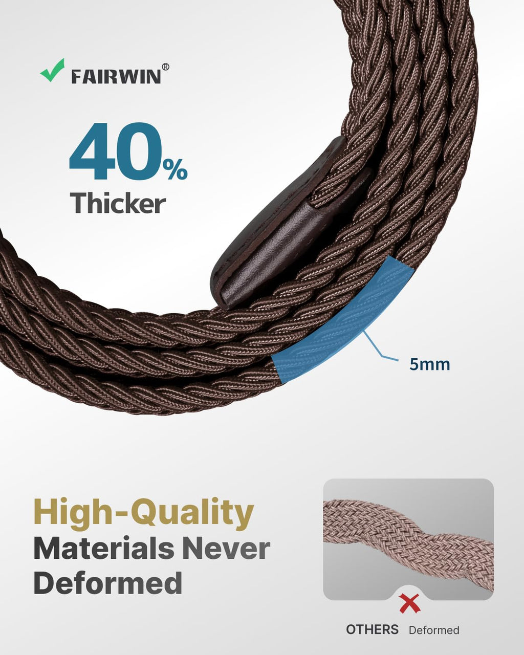 FAIRWIN Men's Golf Belt, Stretch Braided Elastic Woven Casual Jeans Belts 1 3/8" Nylon Web Work Belts for Men