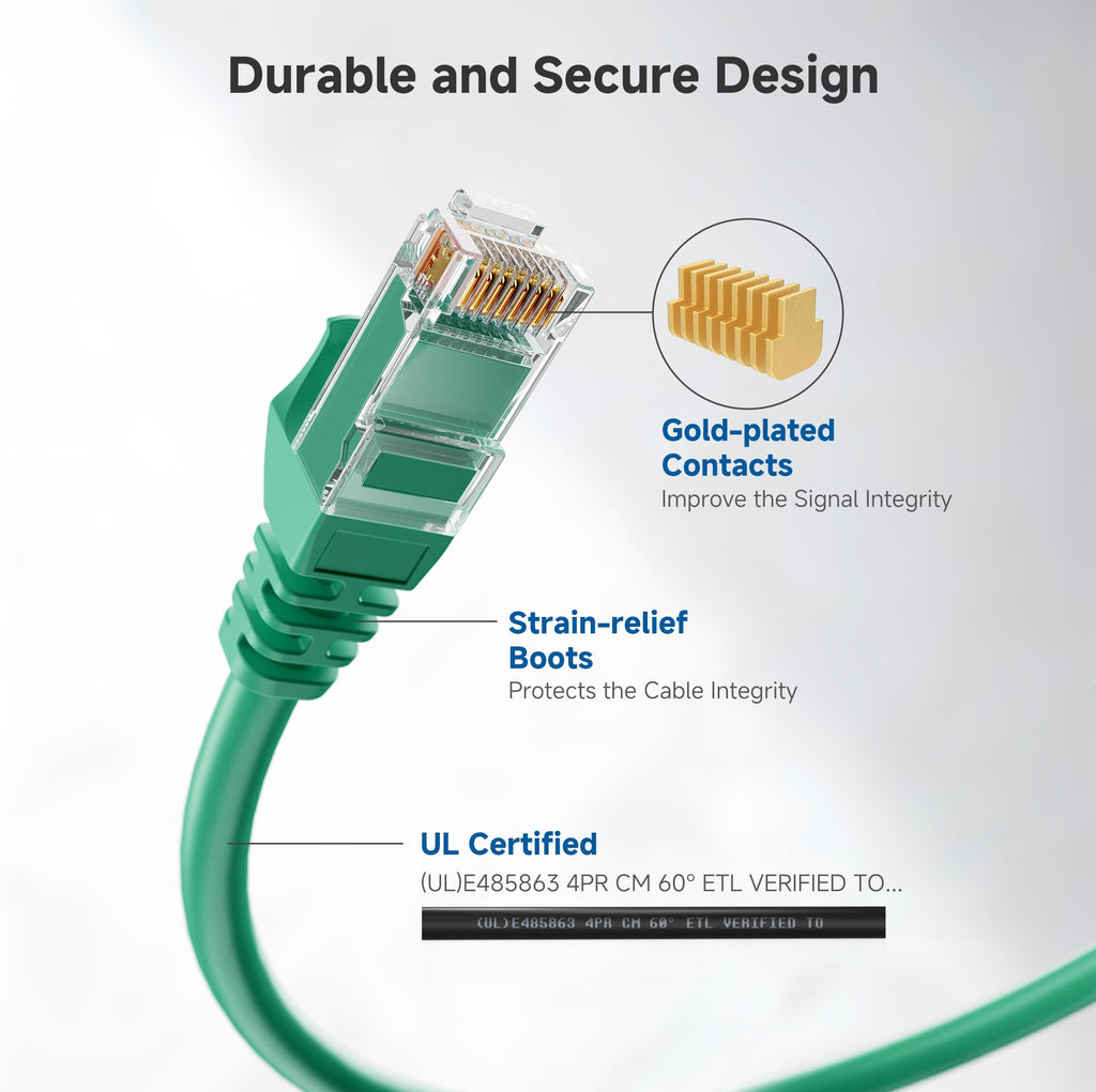 Cable Matters 10Gbps Snagless Short Cat 6 Ethernet Cable - 2ft, Cat 6 Cable, Cat6 Cord, Ethernet Cord, Black