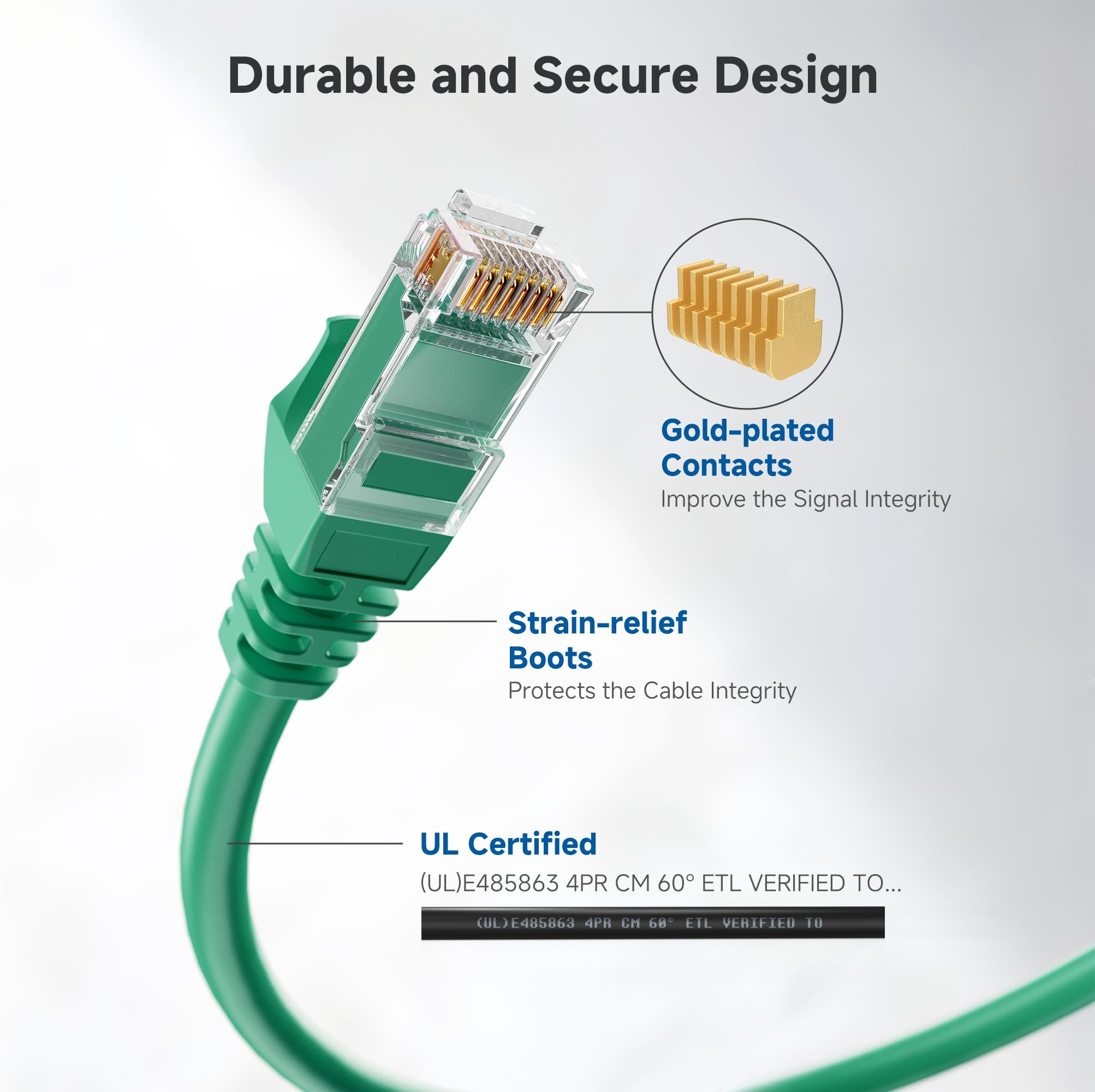Cable Matters 10Gbps Snagless Short Cat 6 Ethernet Cable - 2ft, Cat 6 Cable, Cat6 Cord, Ethernet Cord, Black