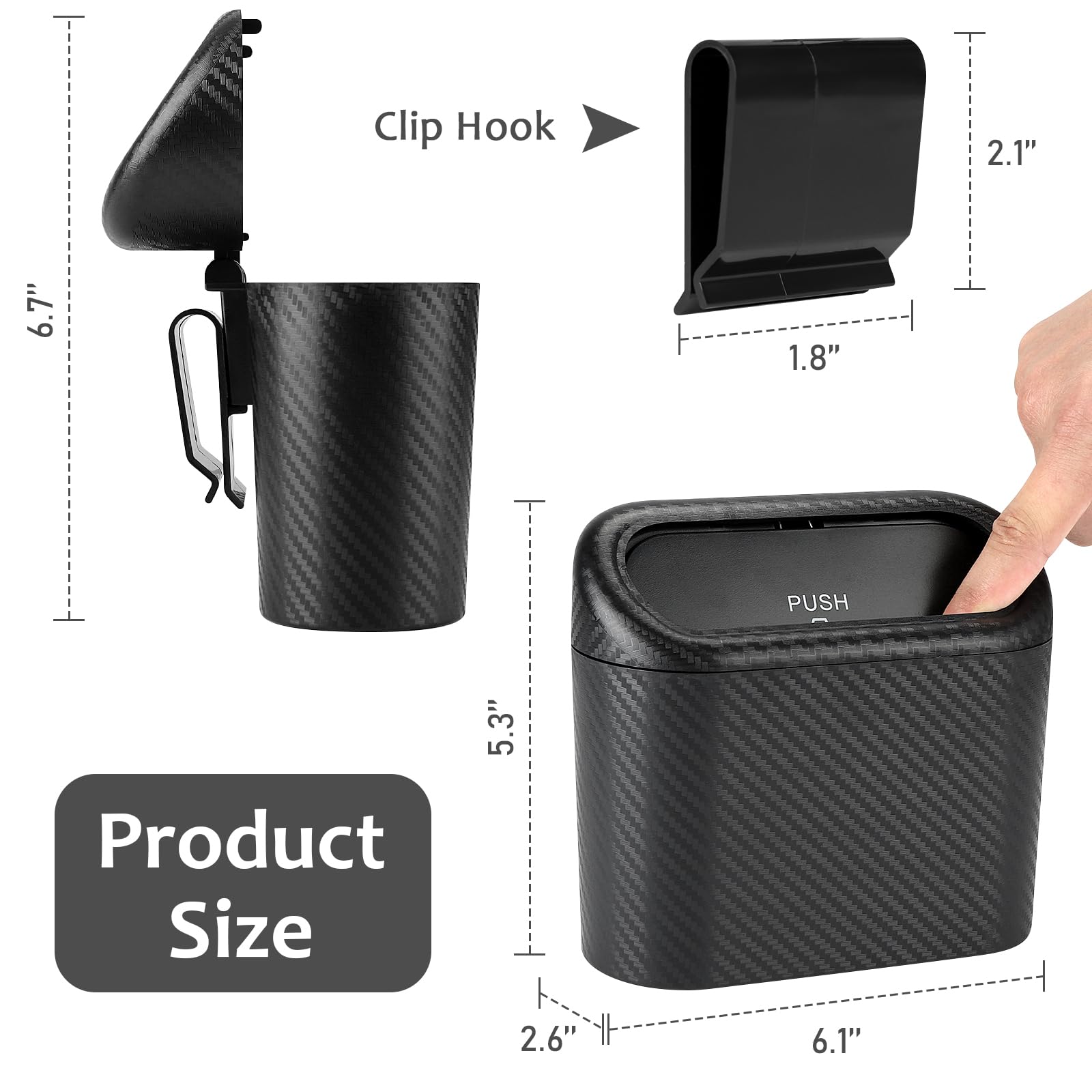 Accmor Car Trash Can with Lid, Mini Auto Dustbin Garbage Organizer with 30 Pcs Plastic Trash Bag, Automotive Garbage Container Bin for Vehicle, Home, Office