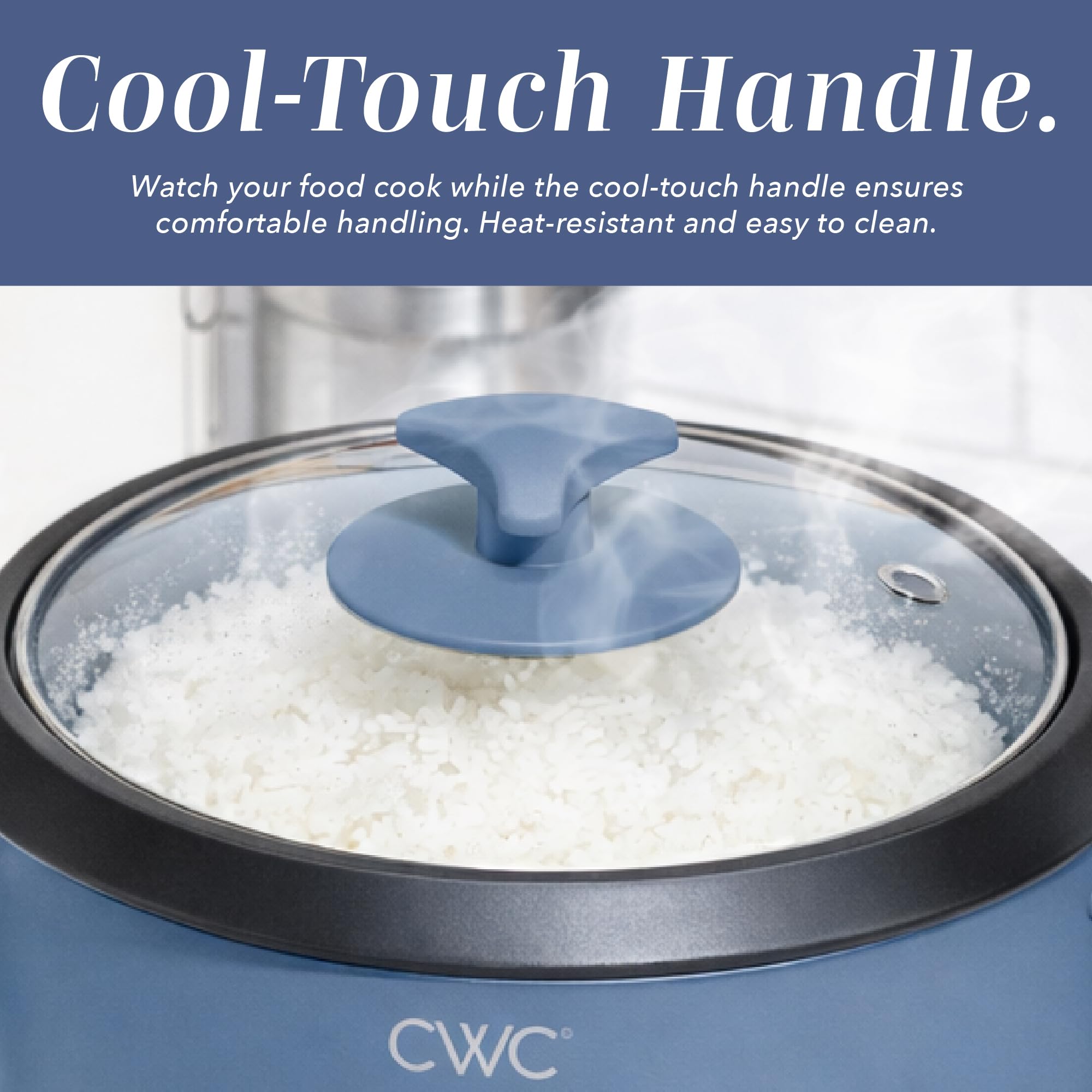 COOK WITH COLOR 6 Cup Rice Cooker 300W - Effortless Cooking and Perfectly, Cooks 3 Cups of Raw Rice for 6 Cups of Cooked Rice, Floral Blue