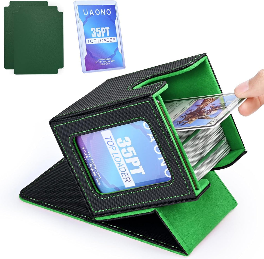 UAONO 4 Pack MTG Commander Deck Box, Independent Commander Display, Fits 400 Double-Sleeved Cards, Magnetic Deck Case for Magic the Gathering TCG, 8 Dividers & 4 Top Loaders (4 Color)