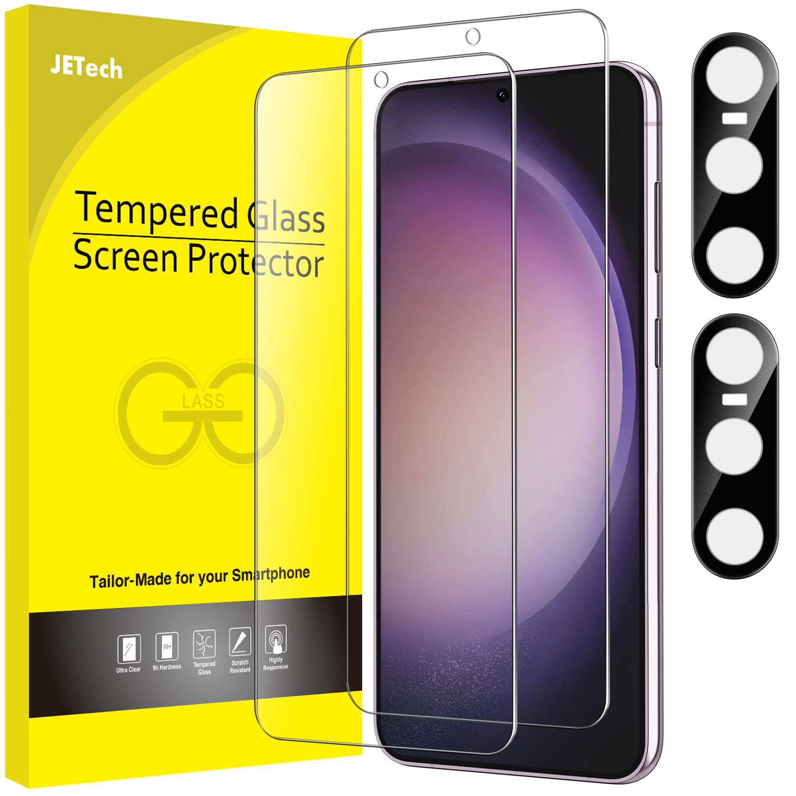 JETech Screen Protector for Samsung Galaxy S20 FE 6.5-Inch with Camera Lens Protector, Tempered Glass Film, Fingerprint ID Compatible, HD Clear, 2-Pack Each