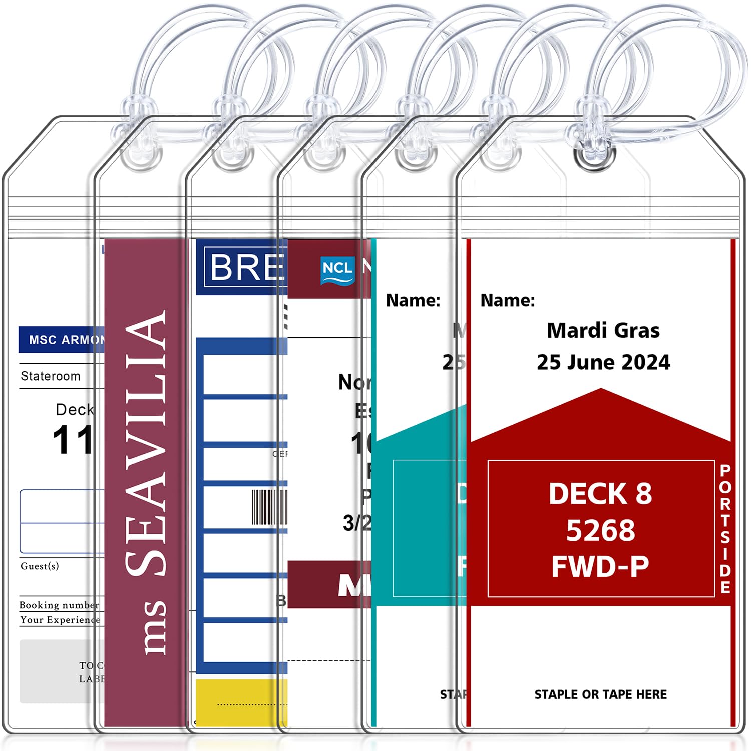 6 Pack Cruise Luggage Tag Holder, Cruise Essentials 2026 for NCL, Princess, Carnival, Royal Caribbean and Celebrity Cruise Luggage Tags for Travel Essentials by SEAVILIA