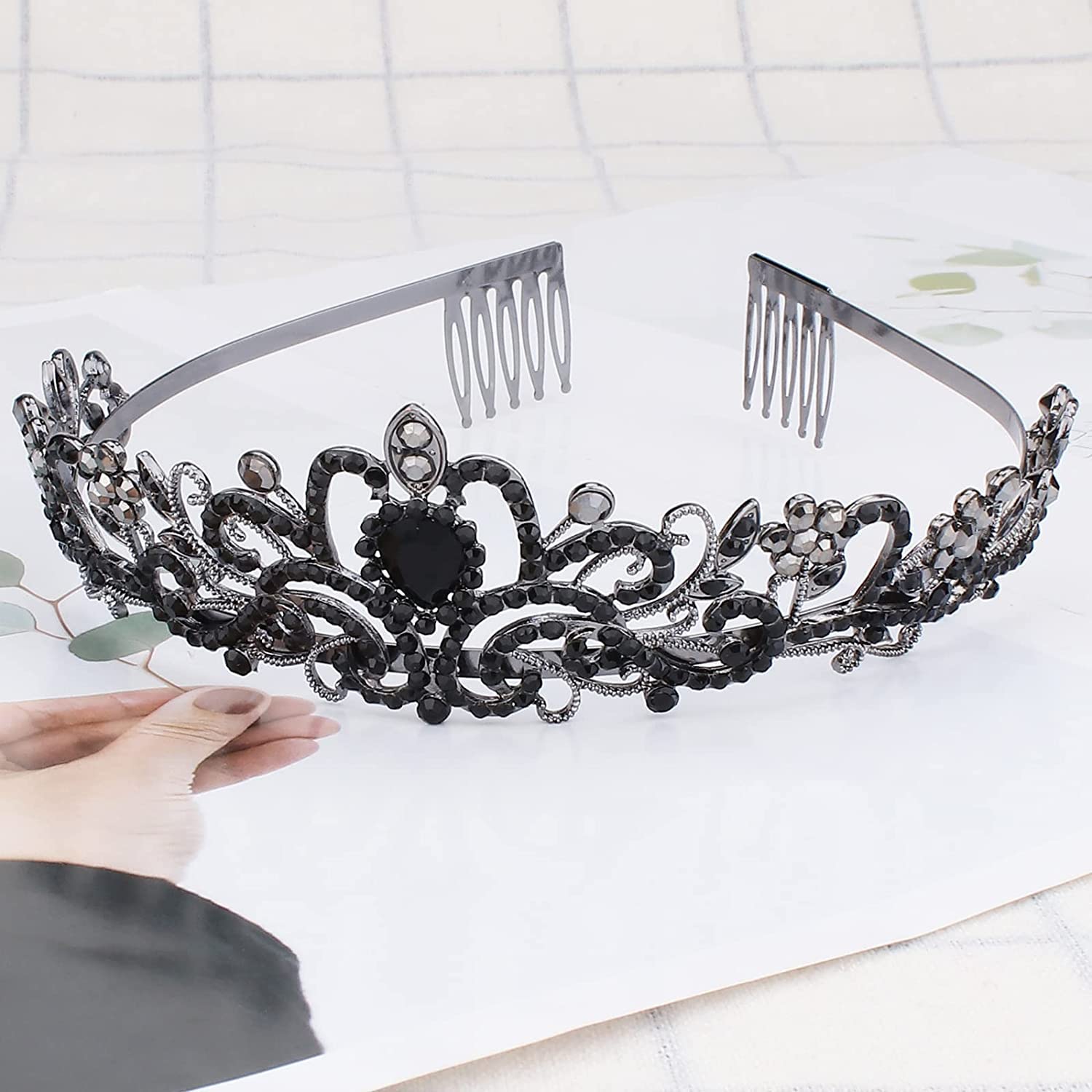 COCIDE Birthday Silver Tiara and Crowns Kit - Silver Tiara, Crown, Sash, Rhinestone Headband, Glitter Sash for Women & Girls Birthday Party Decorations